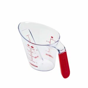 Farberware Pro Angled Measuring Cup - Clear Standard & Metric Markings - Ideal for Baking, Cooking, Liquid Measuring (Red)