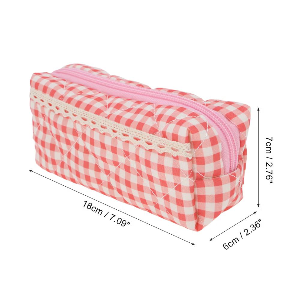 1 Pc Plaid Lace Style Drawstring Makeup Bag for Vacation Polyester - Image 30
