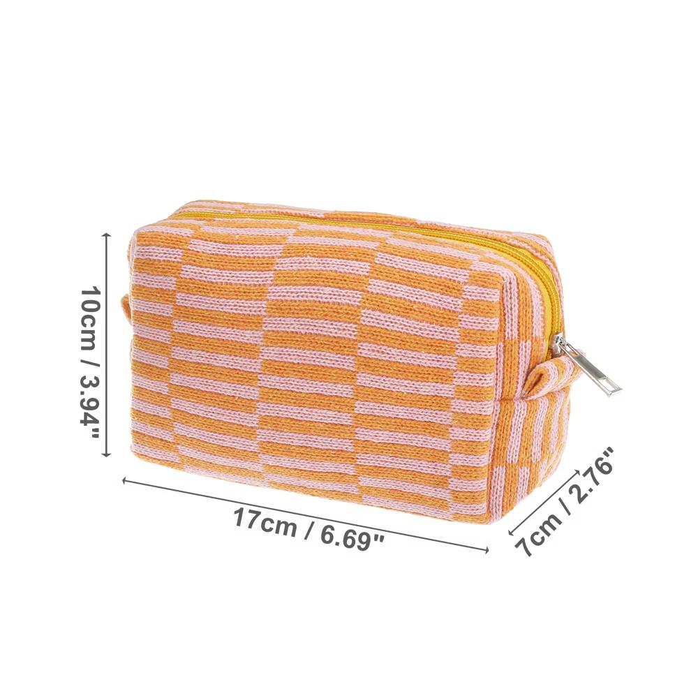 Portable Knitting Makeup Bag Orange Pink 1 Pc - Image 2