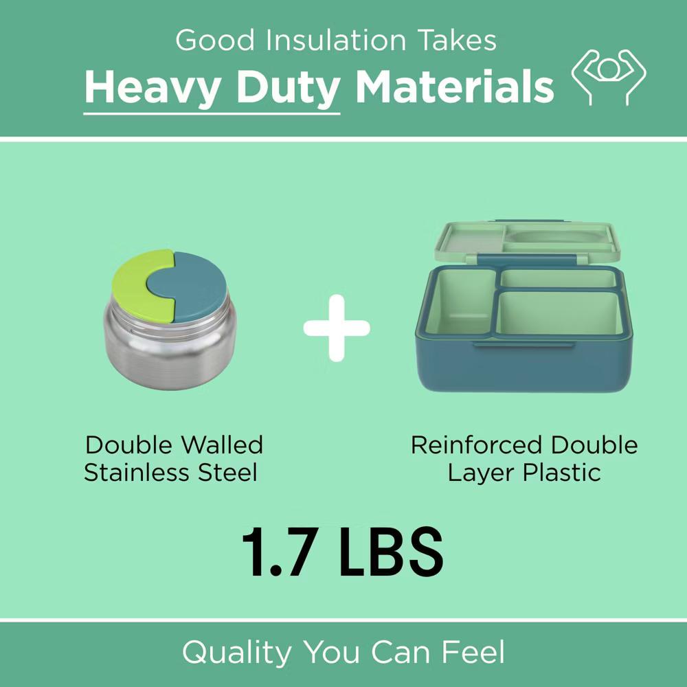 OMIEBox Insulated Bento Lunch Box with Leakproof Thermos Food Jar 3 Compartments - Image 43