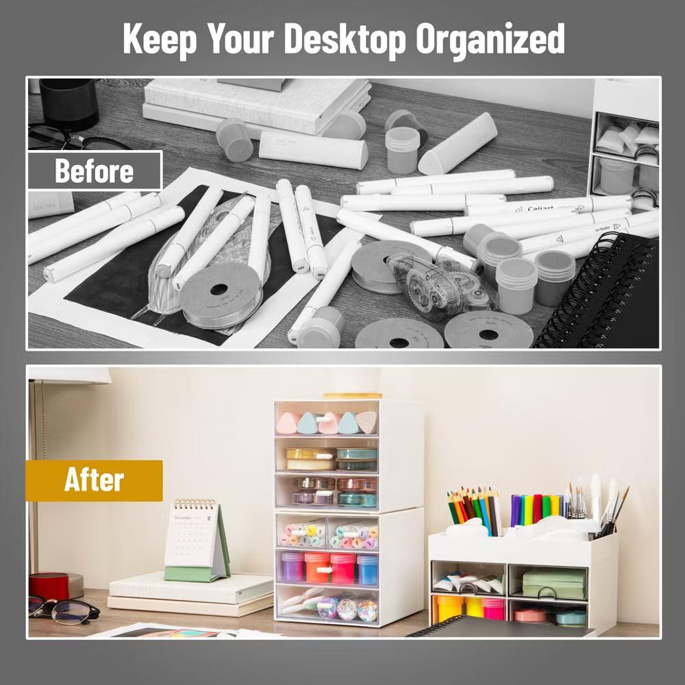 6 Drawer Plastic Desk Organization Set White - Image 4
