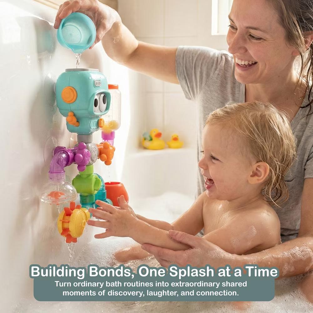 Build & Splash Baby and Toddler Bath Toys, Educational Water Set with Valves & Tubing for Newborns and Infants STEM Building Baby Bath Toys - Image 2