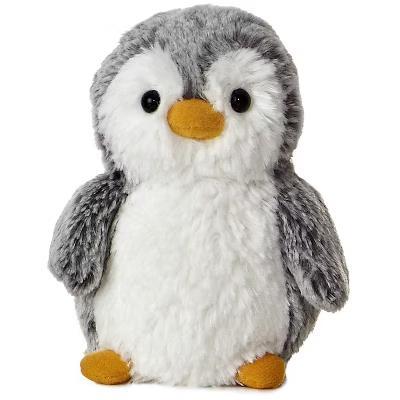 Small Mini PomPom Penguin Playful Stuffed Animal Gray 6" - Image 4