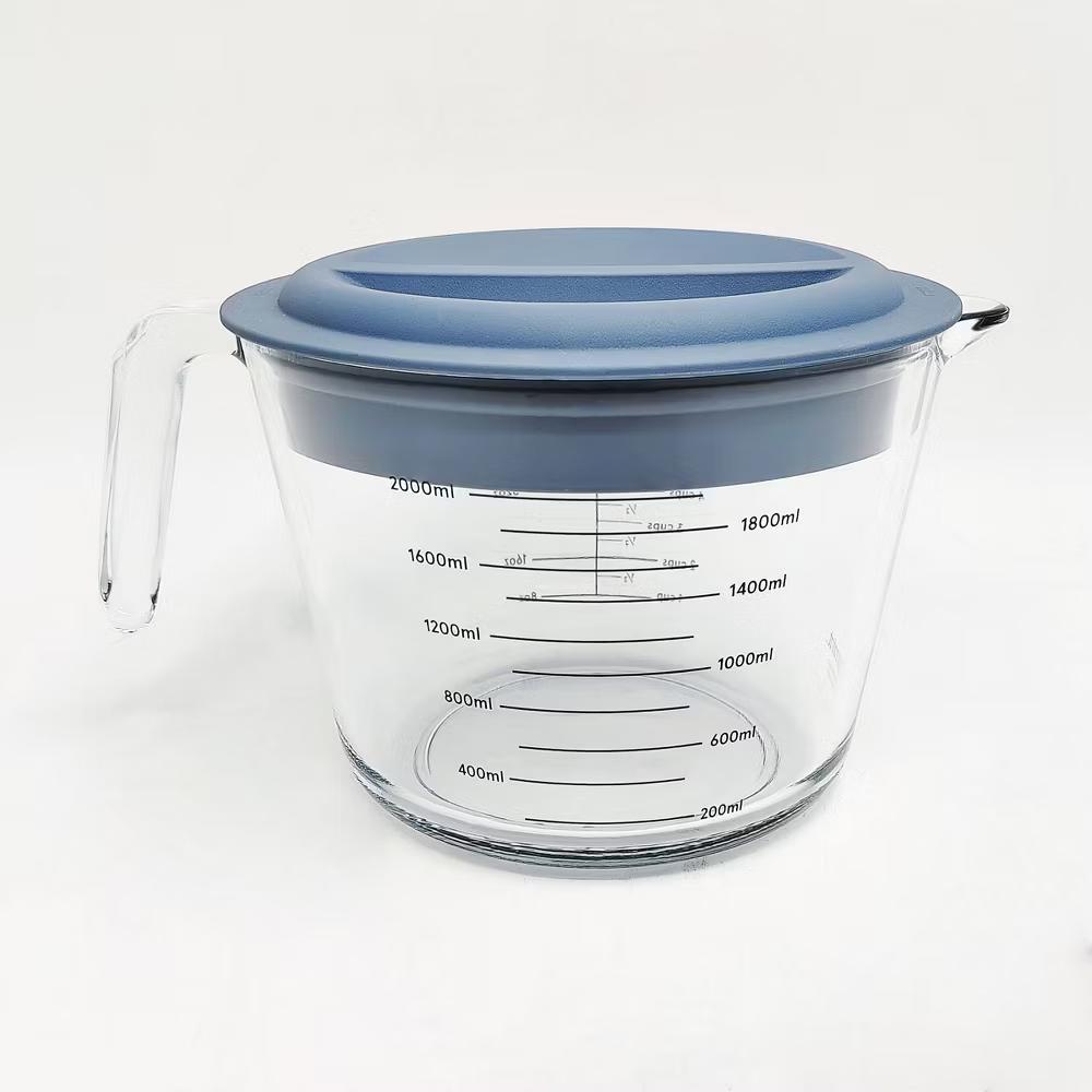 8 Cup Glass Measuring Cup with Lid - Borosilicate Glass, 2000ml Capacity, Dishwasher & Freezer Safe
