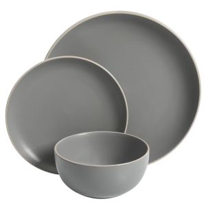 Rockaway 12 piece Dinnerware Set, Plates and Bowls Service for 4