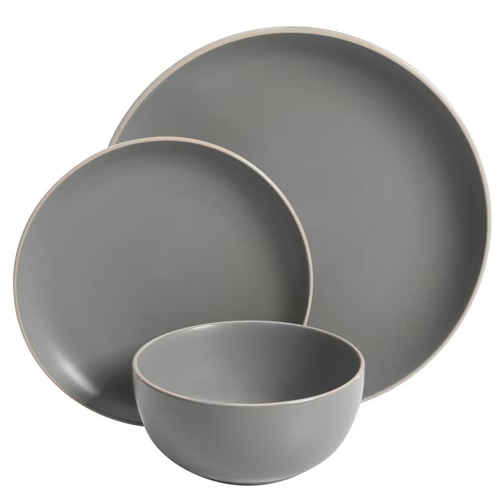 Rockaway 12 piece Dinnerware Set, Plates and Bowls Service for 4