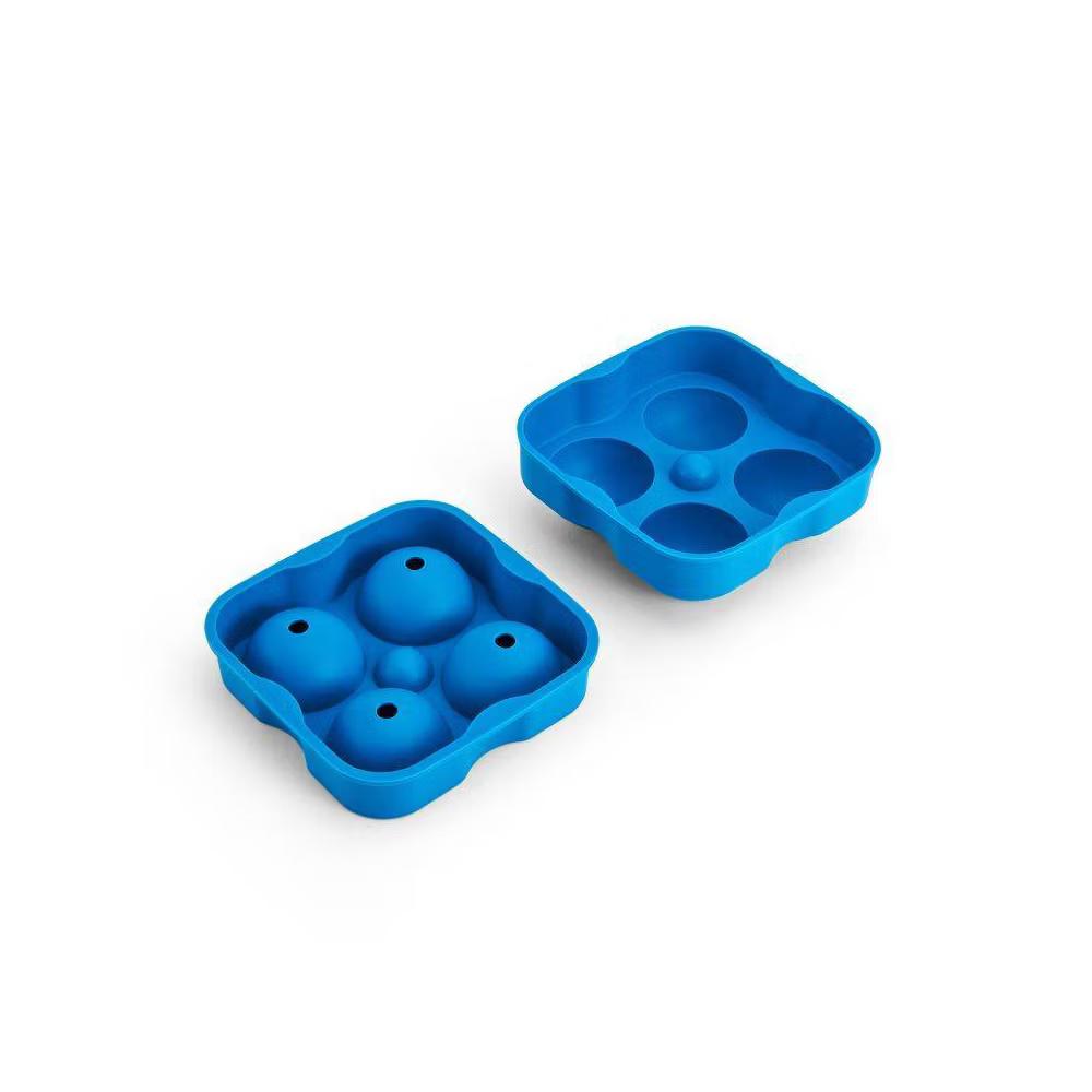 Houdini Ice Sphere Tray: Silicone Whiskey Ice Mold, Reusable Dishwasher Safe, Turquoise Blue, 4 Cavities