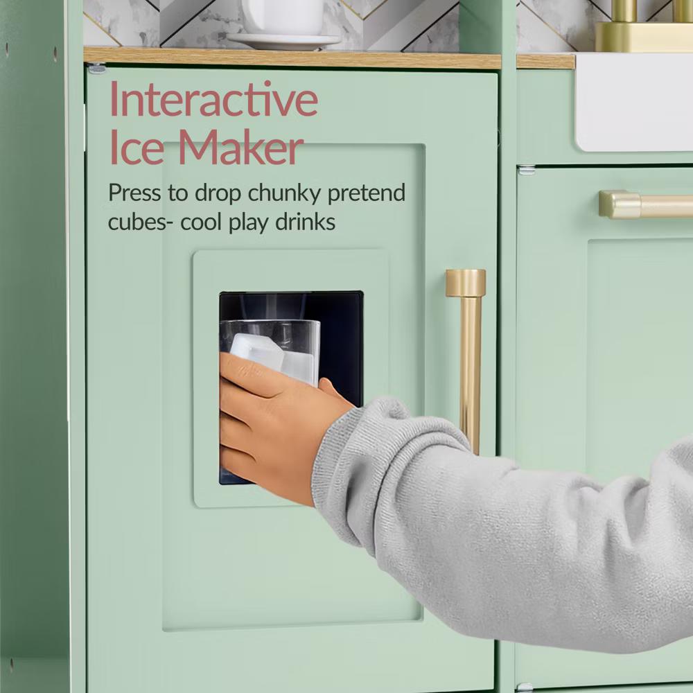 Wooden Toddler Kitchen Playset with Espresso Machine, Toy Storage and 17 Accessories - Pink - Image 16