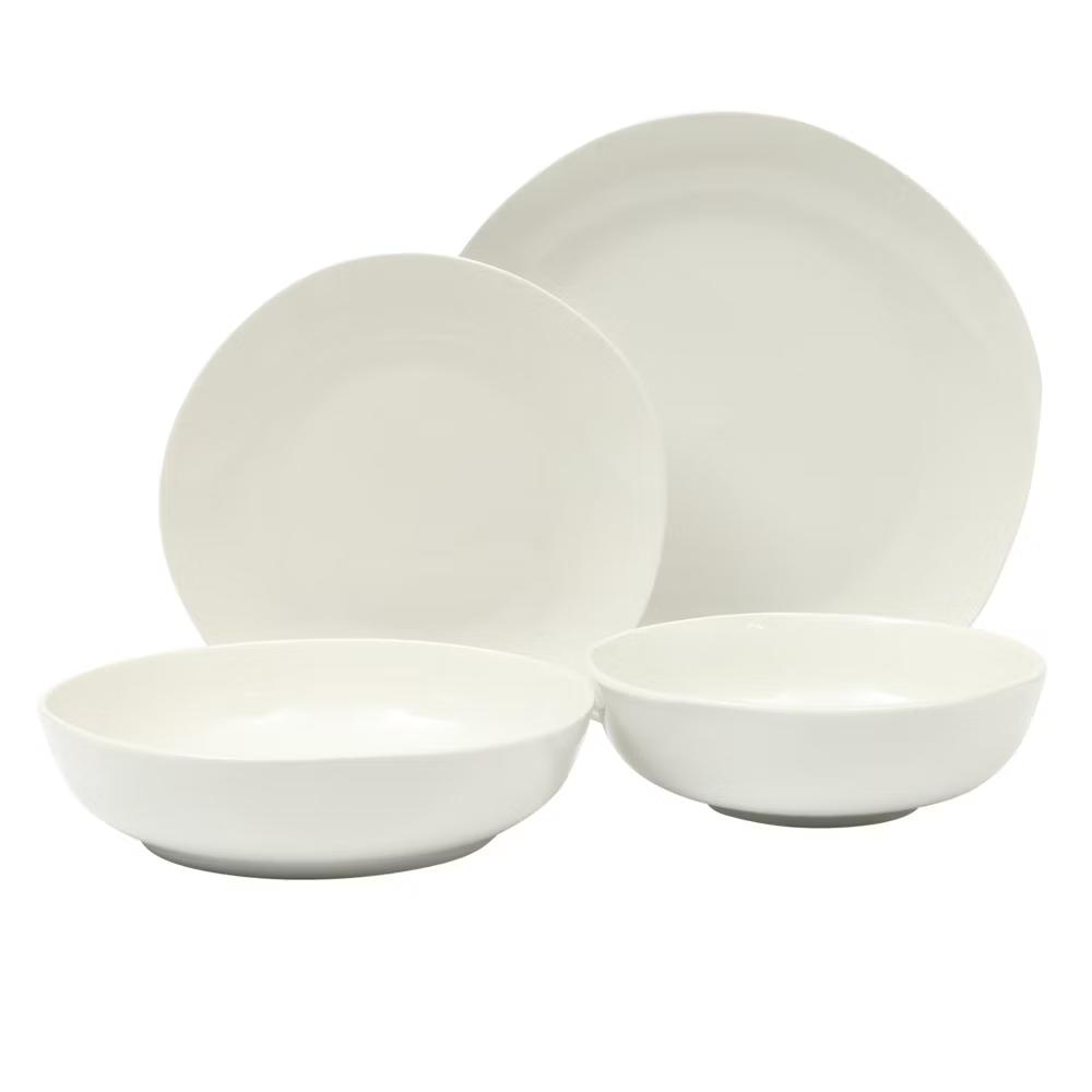 Lindendale 16 Piece Porcelain Ceramic Plates and Bowls Dishes Scratch and Chip Resistant Service for 4 Dinnerware Set - White - Image 12