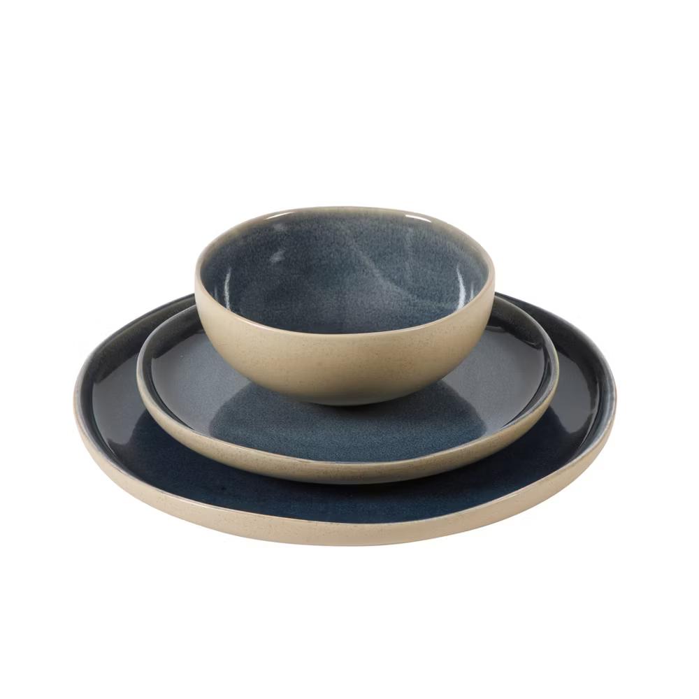 Manila Bay 12-Piece Stoneware Dinnerware Set, Service for 4, Reactive Glaze Modern Artisan Plates & Bowls - Image 8