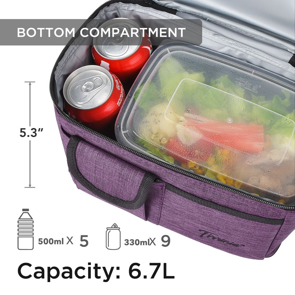 Dual Compartment Insulated Lunch Bag, Leakproof Lunch Tote with Front Pocket, Insulated Lunch Cooler Bag with Back Mesh Pocket - Image 44