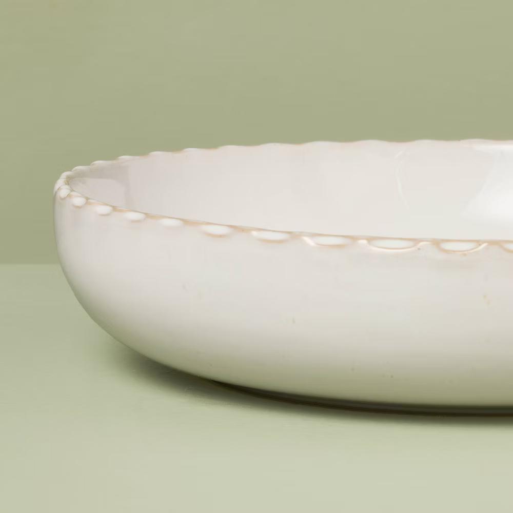 28 fl oz Stoneware Pinched Edge Pasta/Grain Bowl - with Magnolia