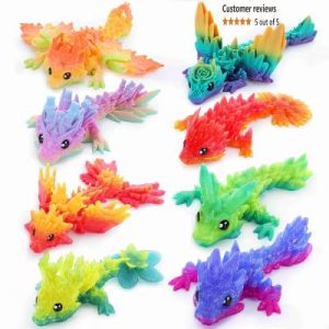 8 Pcs 3D Printed Dragon Flexible Articulated Dragon Fidget Toys Desk Decor, Autism Stress Relief Fidget Toys for Kids Birthday Gift Pinata