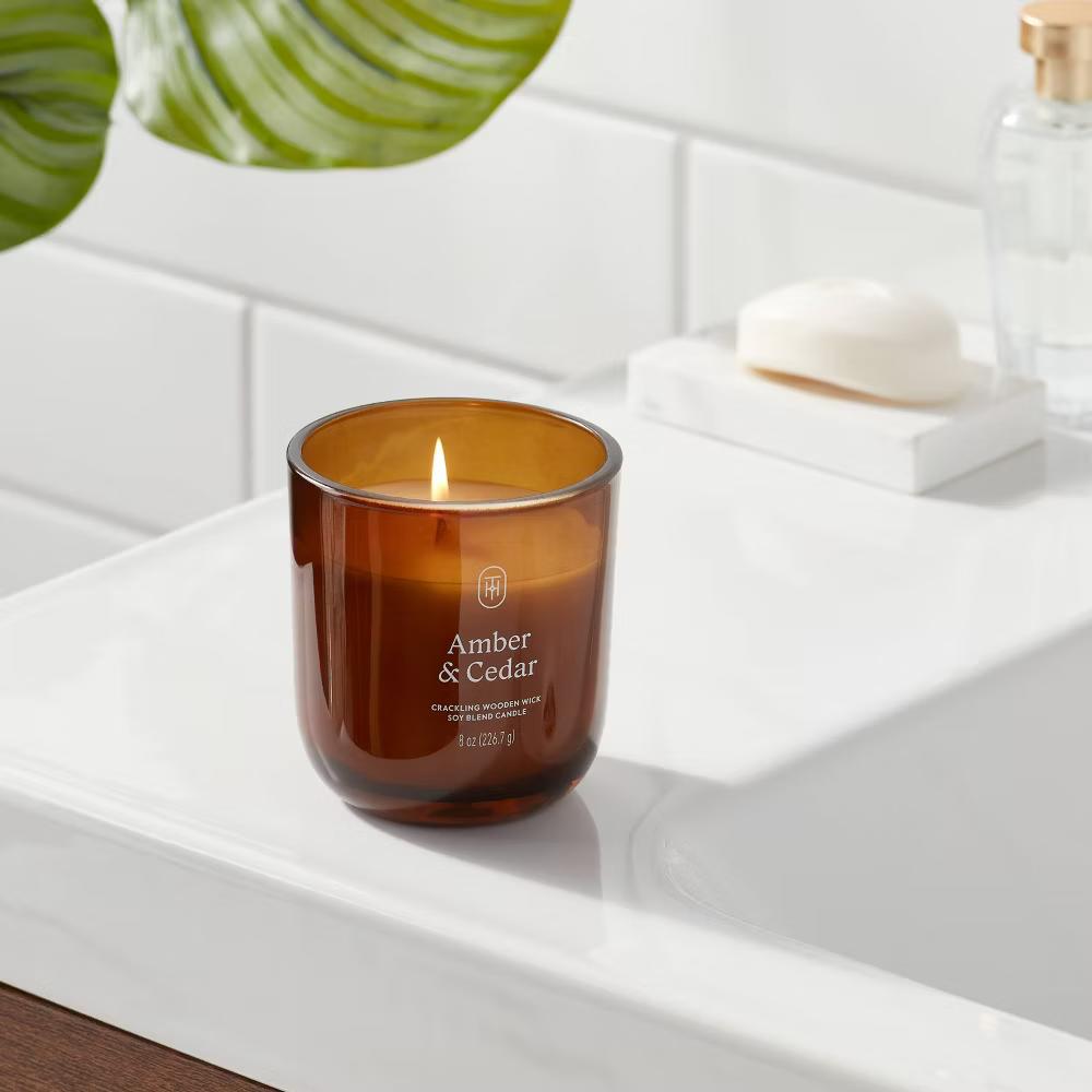 Glass Wooden Wick Jar Candle