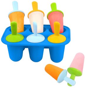 AEELLEEA 6 Cavity Silicone Popsicle Molds, BPA-Free Reusable Ice Pop Molds with Colorful Sticks, Easy Demold Frozen Treat Molds for Juice