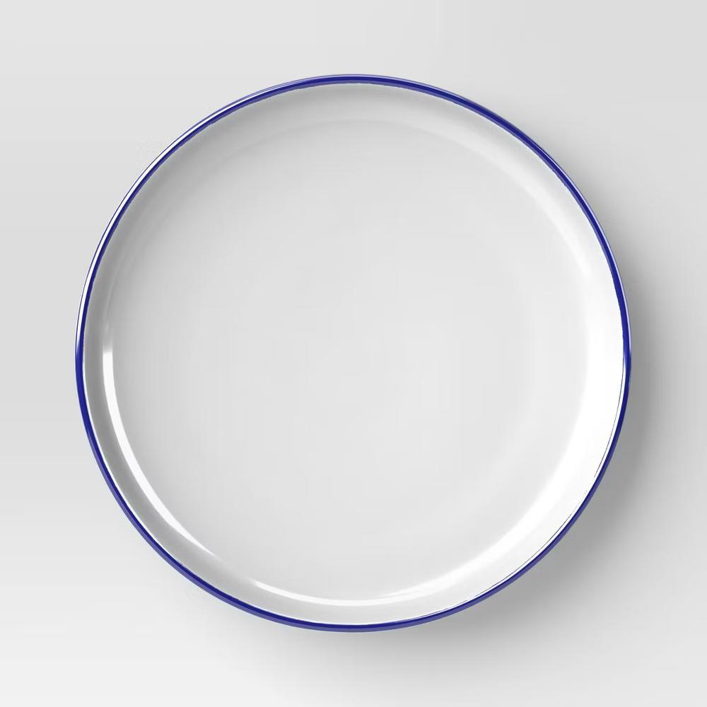 12pc Stoneware Dinnerware Set Blue Rim - Image 3