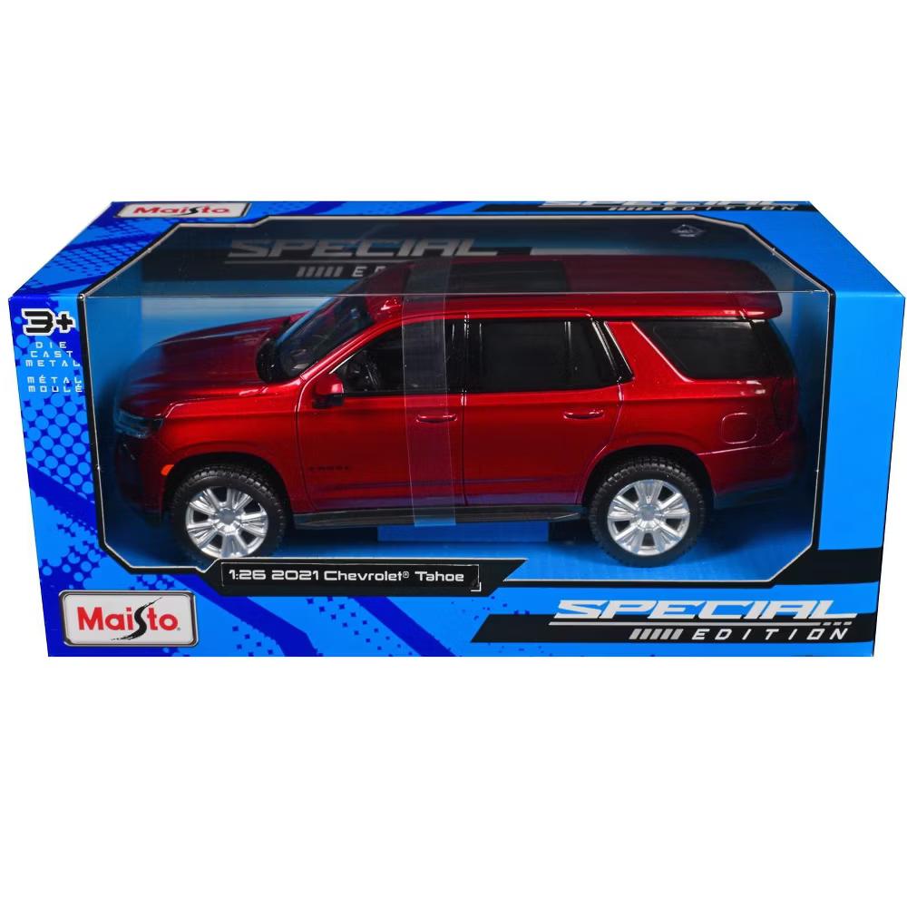 2021 Chevrolet Tahoe Red Metallic with Sunroof 1/24 Diecast Model Car - Image 4