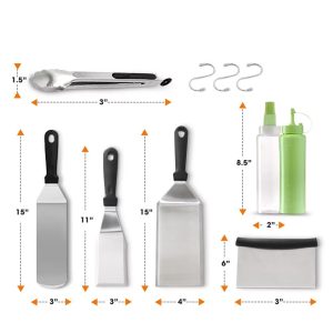 7-Piece Stainless Steel Griddle Tool Kit and Grill Accessories