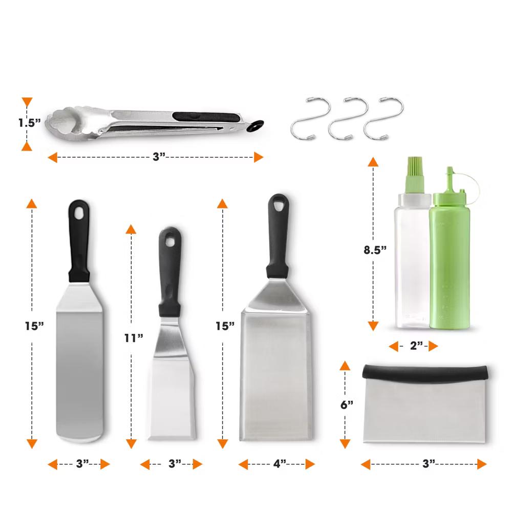 7-Piece Stainless Steel Griddle Tool Kit and Grill Accessories