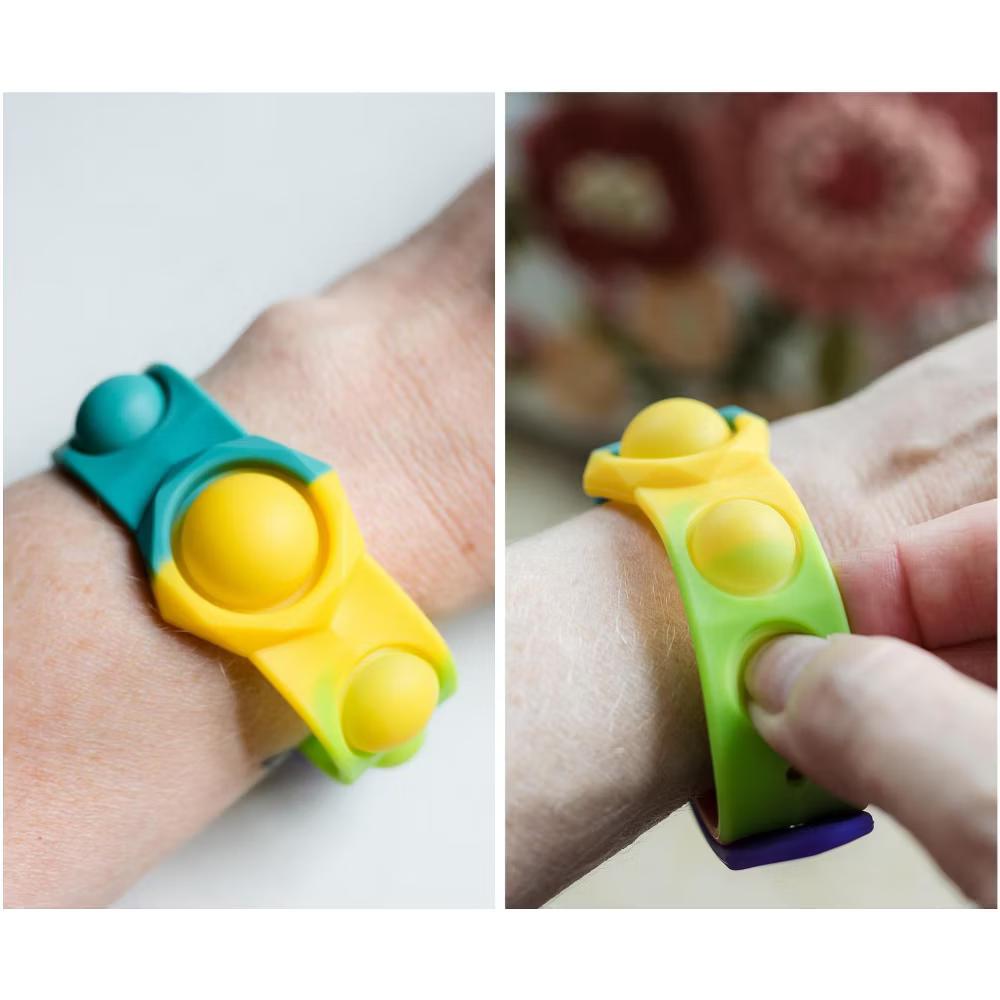 BOB Gift Push Pop Fidget Toy 6-Button Bracelet | Rainbow - Image 3