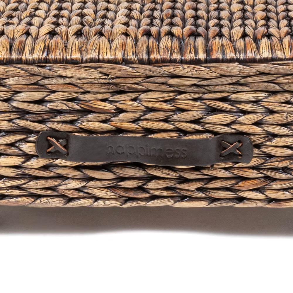 happimess Chett Minimalist Hand-Woven Hyacinth/Wood Underbed Storage Bin with Wheels and Handles - Image 8