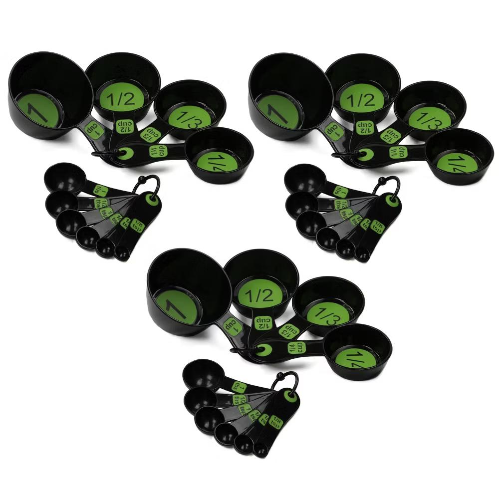 10 Piece Easy Read Measuring Cups & Spoons Set - Black / Green - Image 7