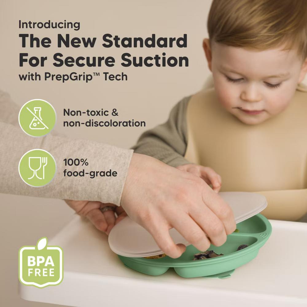 3-Pack Prep Suction Plates with Lids, 100% Silicone Baby Plates with Lid, BPA-Free Kids Divided Toddler Plates - Image 12