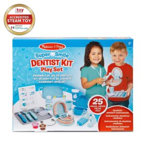 Super Smile Dentist Kit With Pretend Play Set of Teeth And Dental Accessories (25 Toy Pieces): Educational Tooth Care Role Play Set