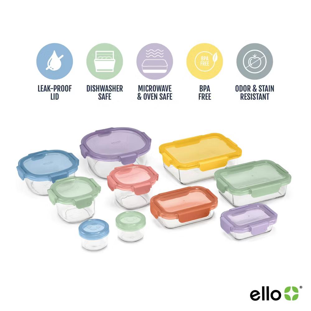 20pc Color Lock Mixed Food Storage Container Set: Glass & Polypropylene, Multicolored, Microwave & Oven-Safe - Image 4