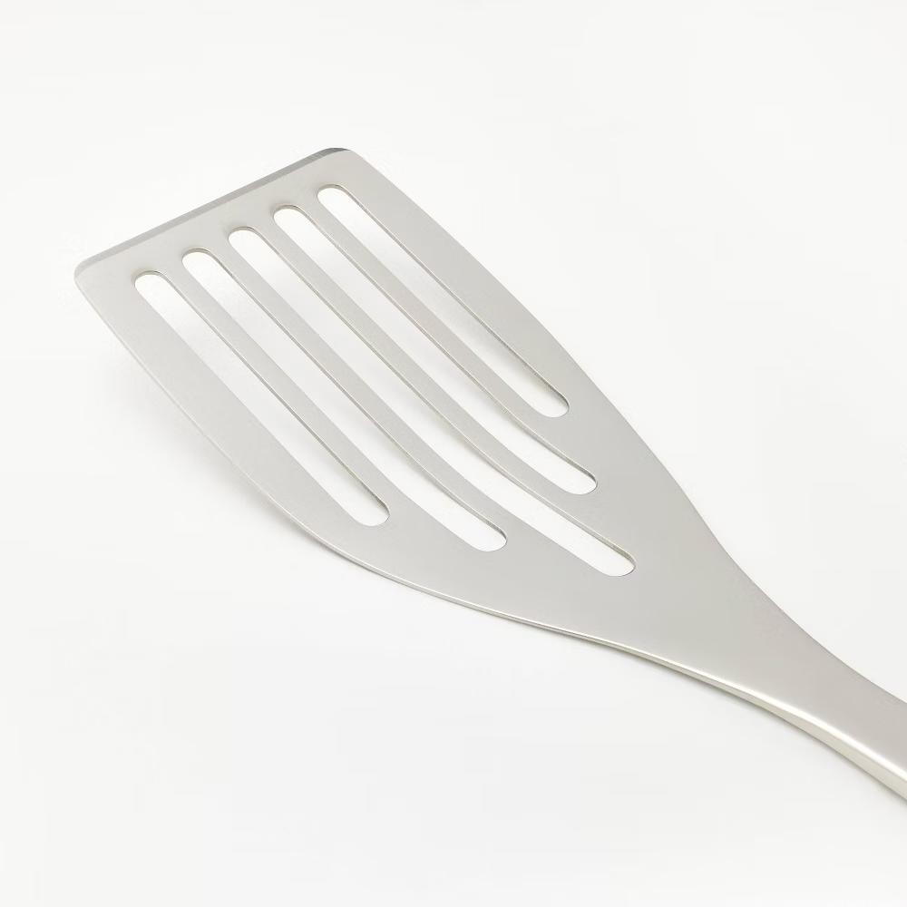 Stainless Steel Slotted Fish Turner Silver - Metal Spatula for Cooking, Dishwasher-Safe Utensil - Image 2