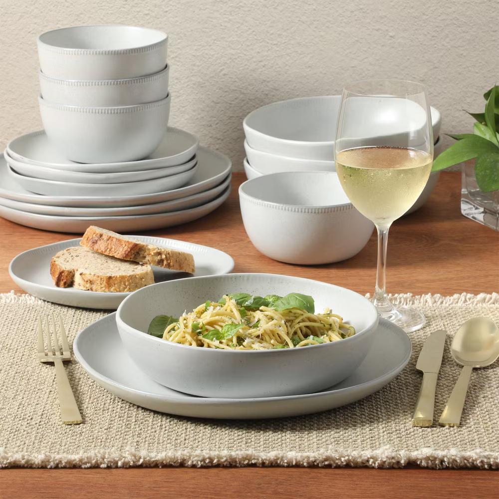 Menlo Park 16-Piece Stoneware Dinnerware Set – Reactive Glaze, Embossed Plates and Bowls, Service for 4 - Image 10