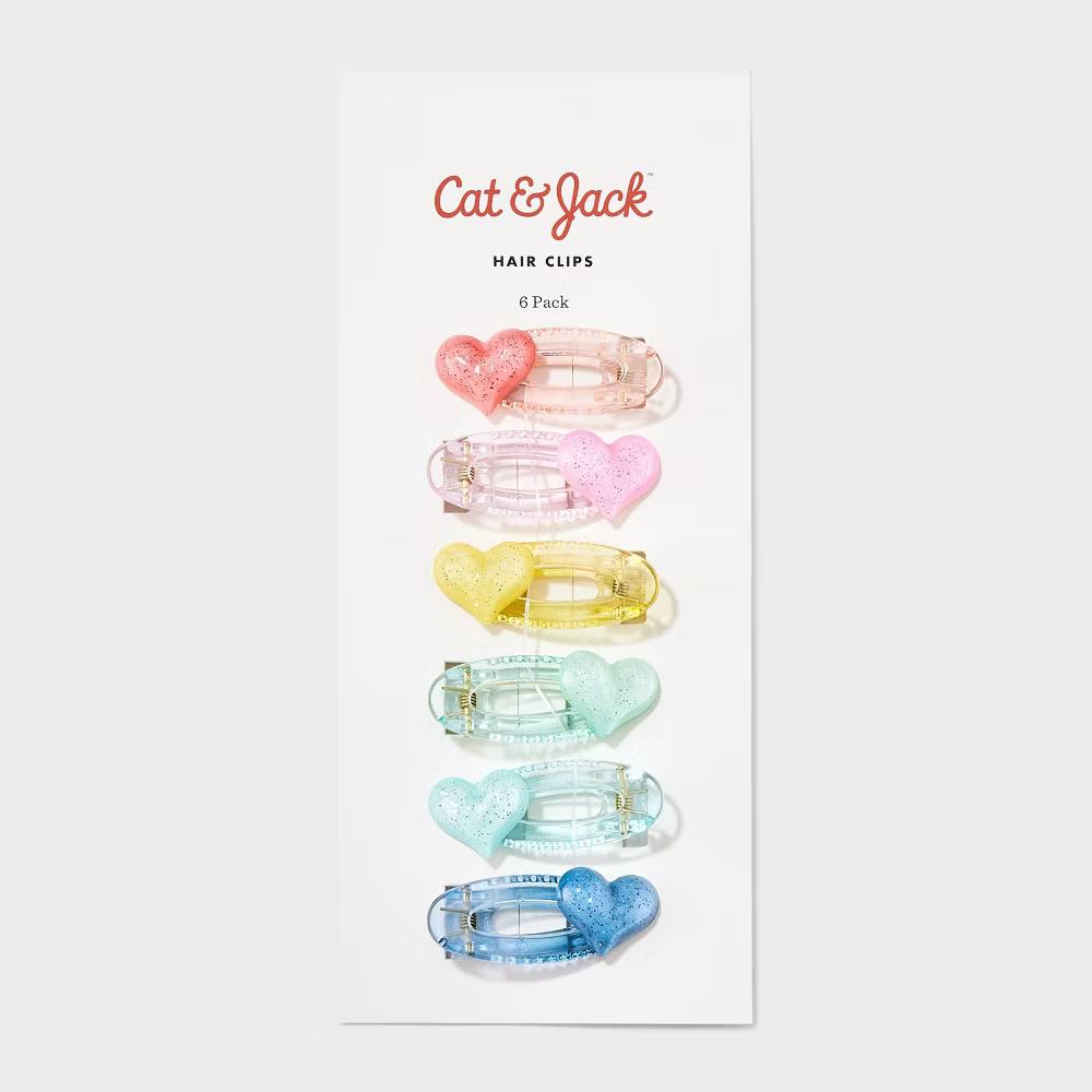 Heart Hair Clips - 6pk