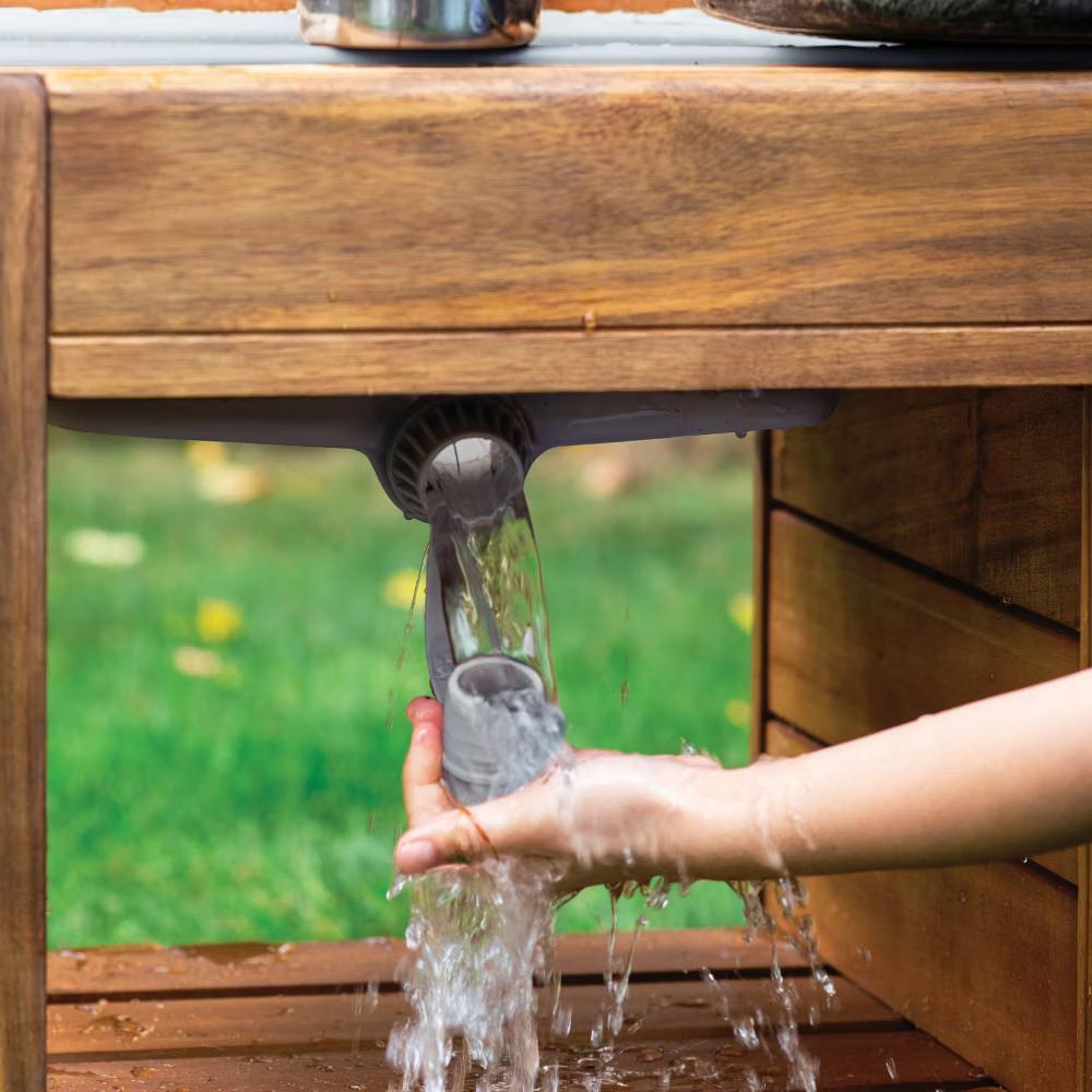 Guidecraft Acadia Kids' Outdoor Mud Kitchen Playset - Pretend Play Kitchen with Sink, Stove, and Accessories | Wooden Backyard Playset - Image 7