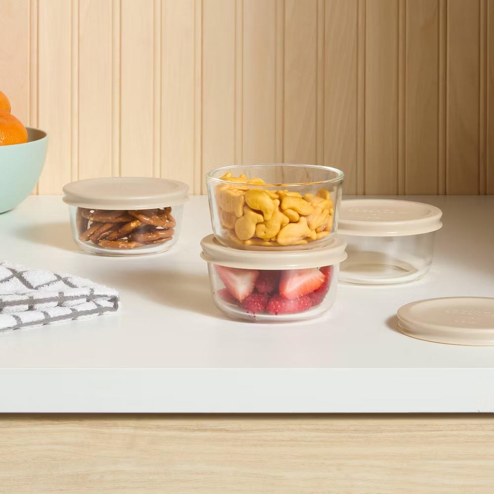 8pc (Set of 4) Round Glass Food Storage Container Set - Image 4