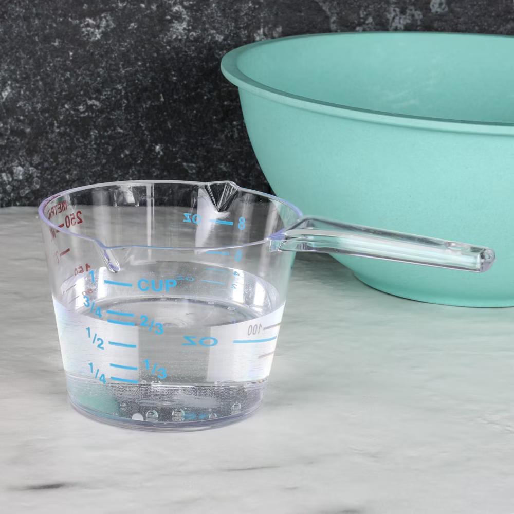 1 Cup Capacity Clear Plastic Measuring Cup, includes US and Metric Graduations