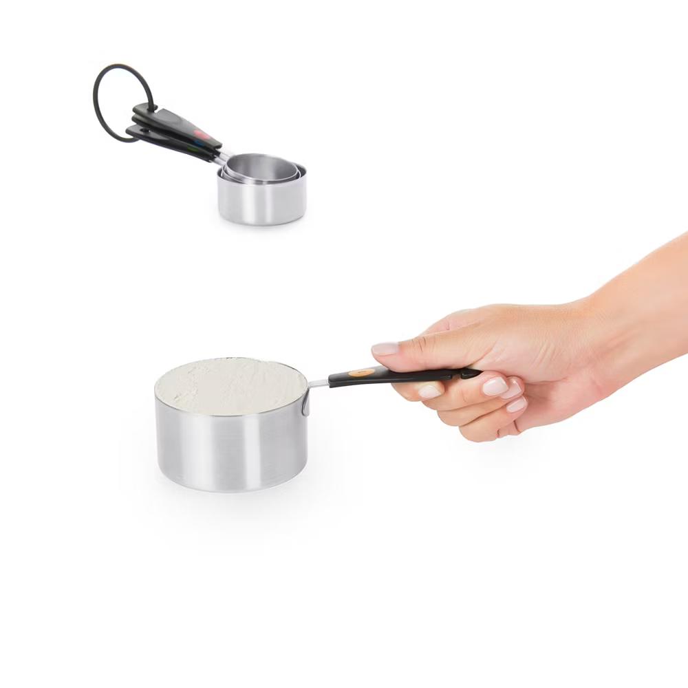 Stainless Steel Measuring Cups: 5-Piece Set, Dishwasher-Safe, Black, Lifetime Warranty