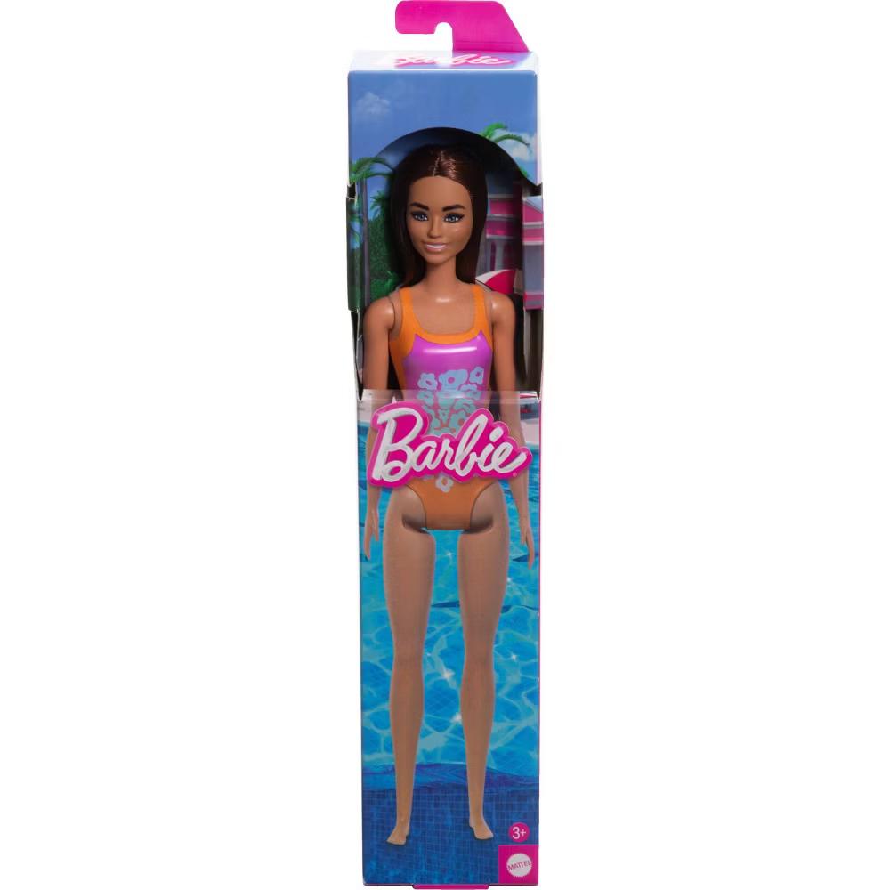 12.7" Beach Doll Brown Hair/Brown Eyes Wearing Tropical Pink and Orange Swimsuit - Image 5