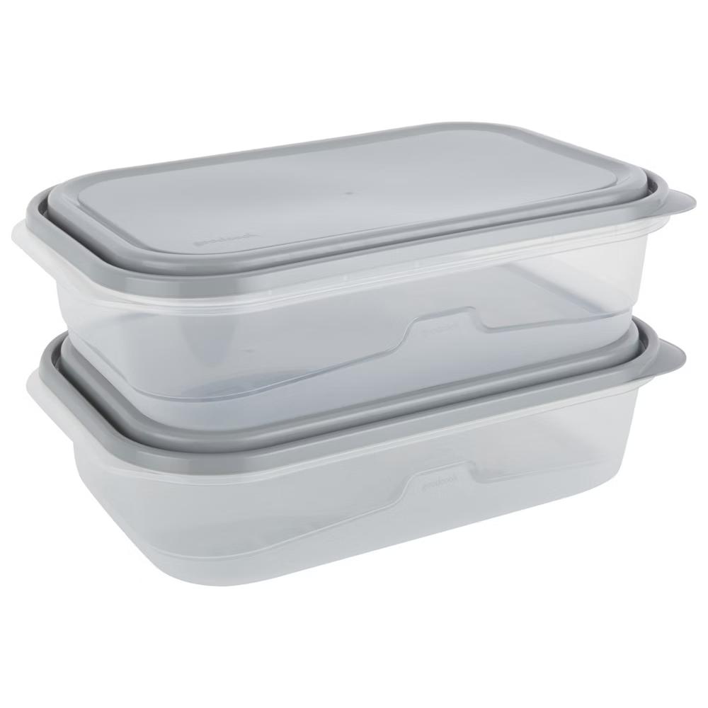 EveryWare Rectangle Food Storage Containers - 1 Gallon - 4pcs/2ct - Gray: Leak-Resistant, 2 Containers With Lids - Image 8
