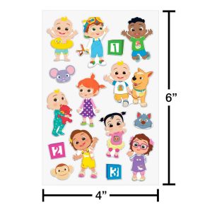 Cocomelon Puffy Stickers for Kids, 3D Cocomelon Friends and Family 15ct, 1 Sheet