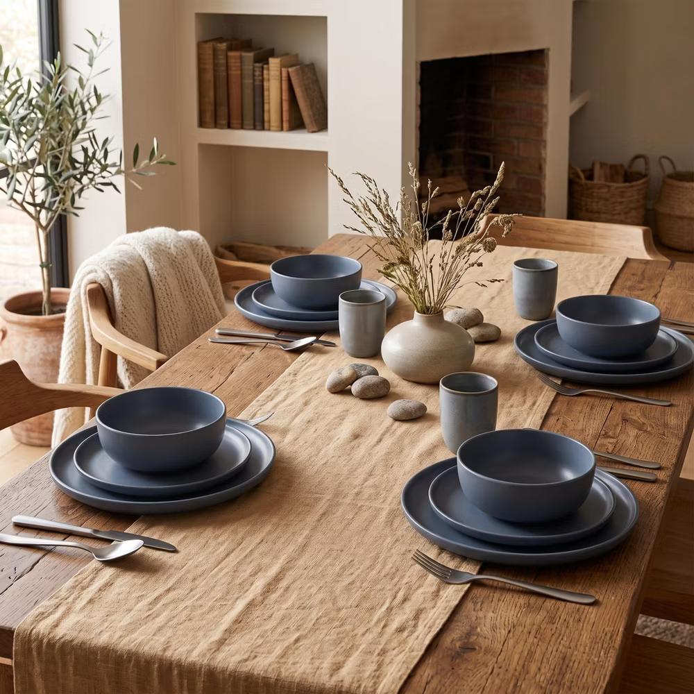 GreenElevate Stoneware Elegance 12-Piece Dinnerware Set for 4, Plates&Bowls, Microwave & Dishwasher Safe, Non-Toxic Matte Glaze, Stackable Kitchenware - Image 19