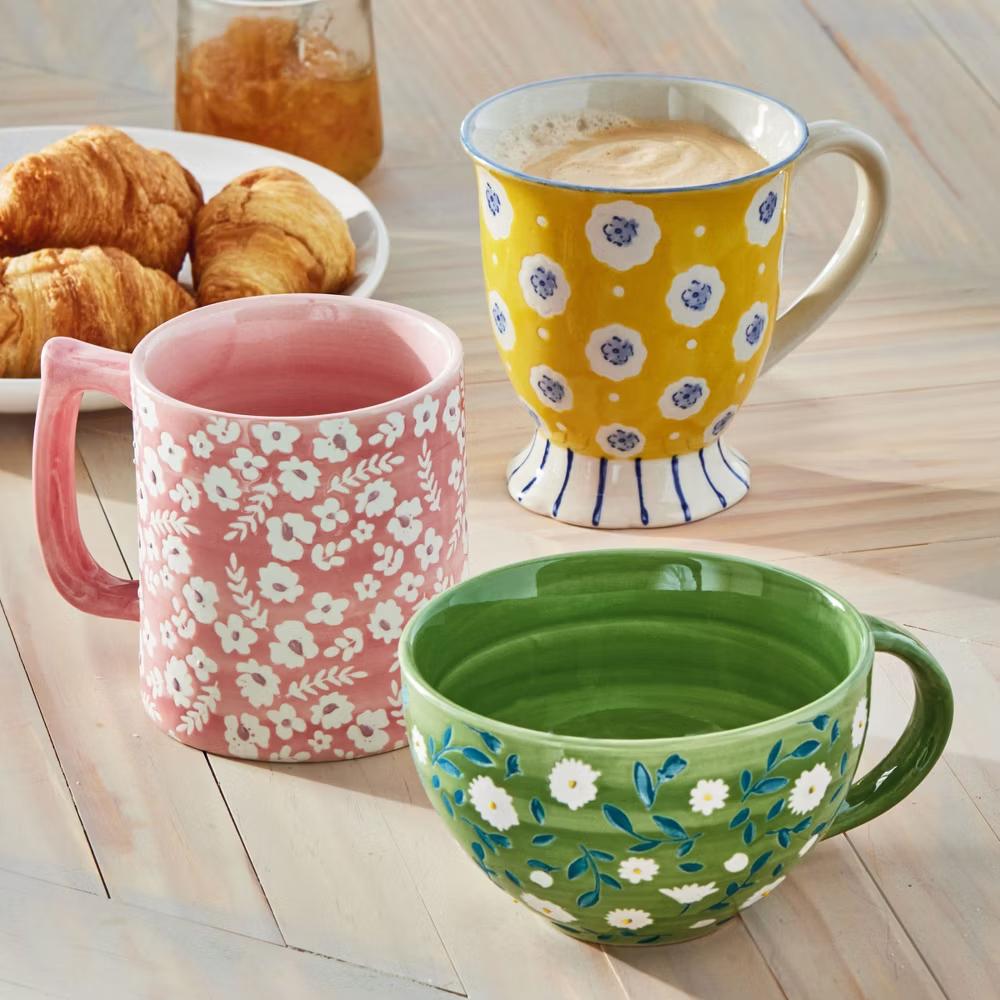 Evelyn Coffee Mug Pink Stoneware Everyday 16oz Dishwasher Safe