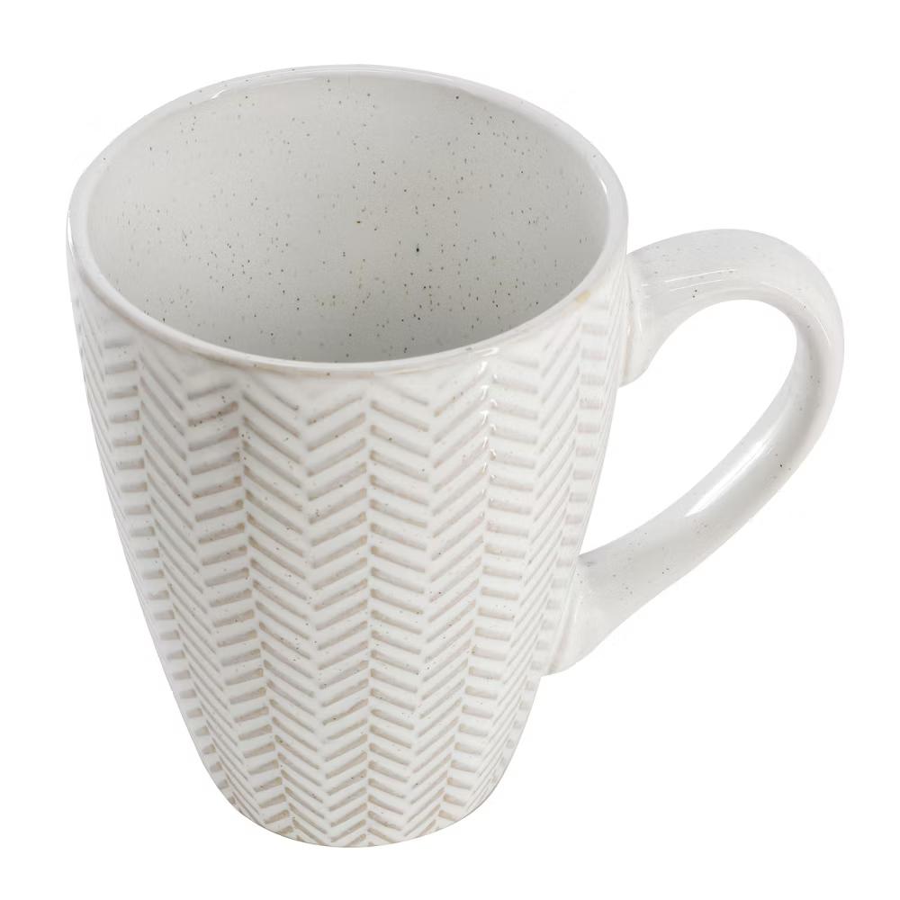 Earlhart 4 Piece 16 Ounce Stoneware Assorted Pattern Mug Set in White - Image 6