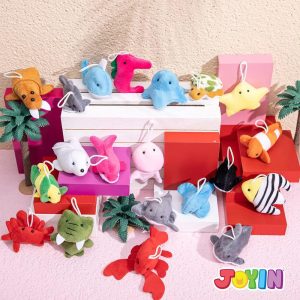24 Pcs Mini Stuffed Animal Plush Toy Party Favors Sea Animals Pinata Fillers for Kids, Carnival Prizes, School Gifts, Birthday Party Supplies