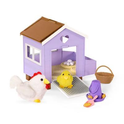 Chicken Coop Playset with Pet Baby Chick & "Egg-Laying" Chicken Plushie Accessories for 18" Dolls - Image 8