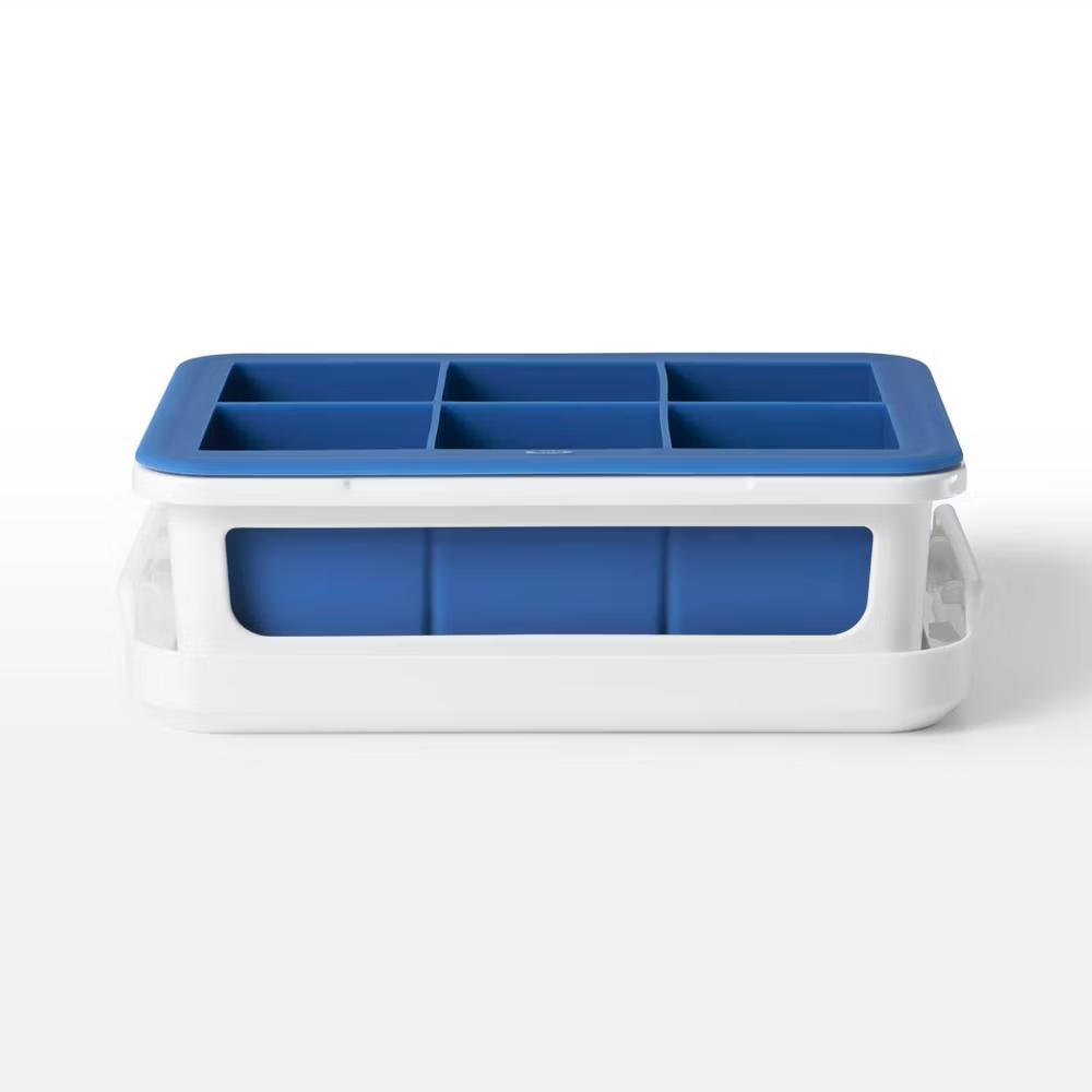 Covered Ice Cube Tray Large Cubes: Silicone & Plastic, 6 Cavities, Dishwasher-Safe, Ice Mold with Lid - Image 4