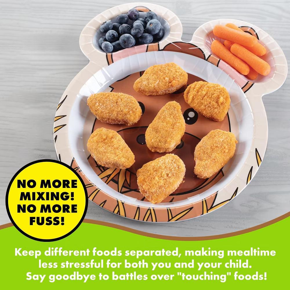 Bentology Farm Friends Mealtime Feeding Plates - Set of 4 Unique Cute Zoo Animal Pal Dishes for Kids - Compartments for Easy Grabbing, Dishwasher Safe - Image 3