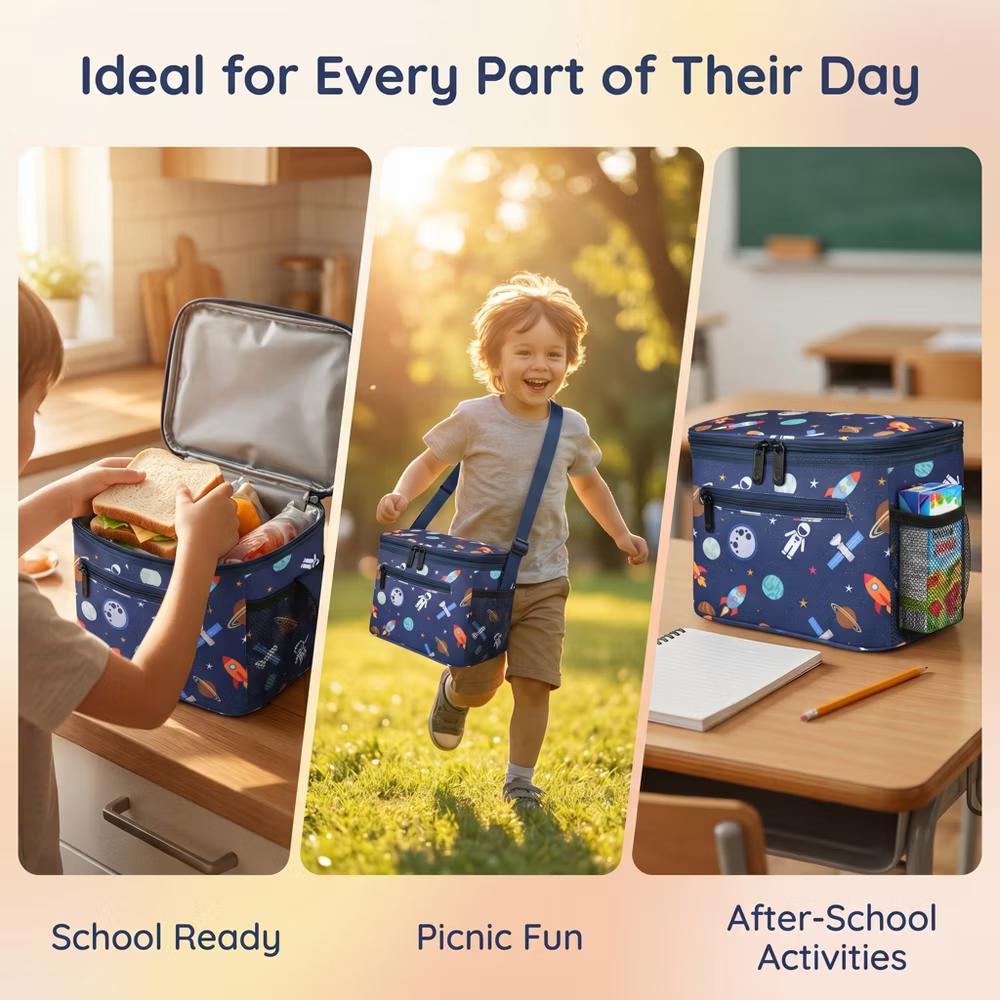 Insulated Small Lunch Bag for Adult Kid, Leakproof Reusable Lunch Cooler Bag with Adjustable Shoulder Strap, Kids Portable Lunch Box - Image 52