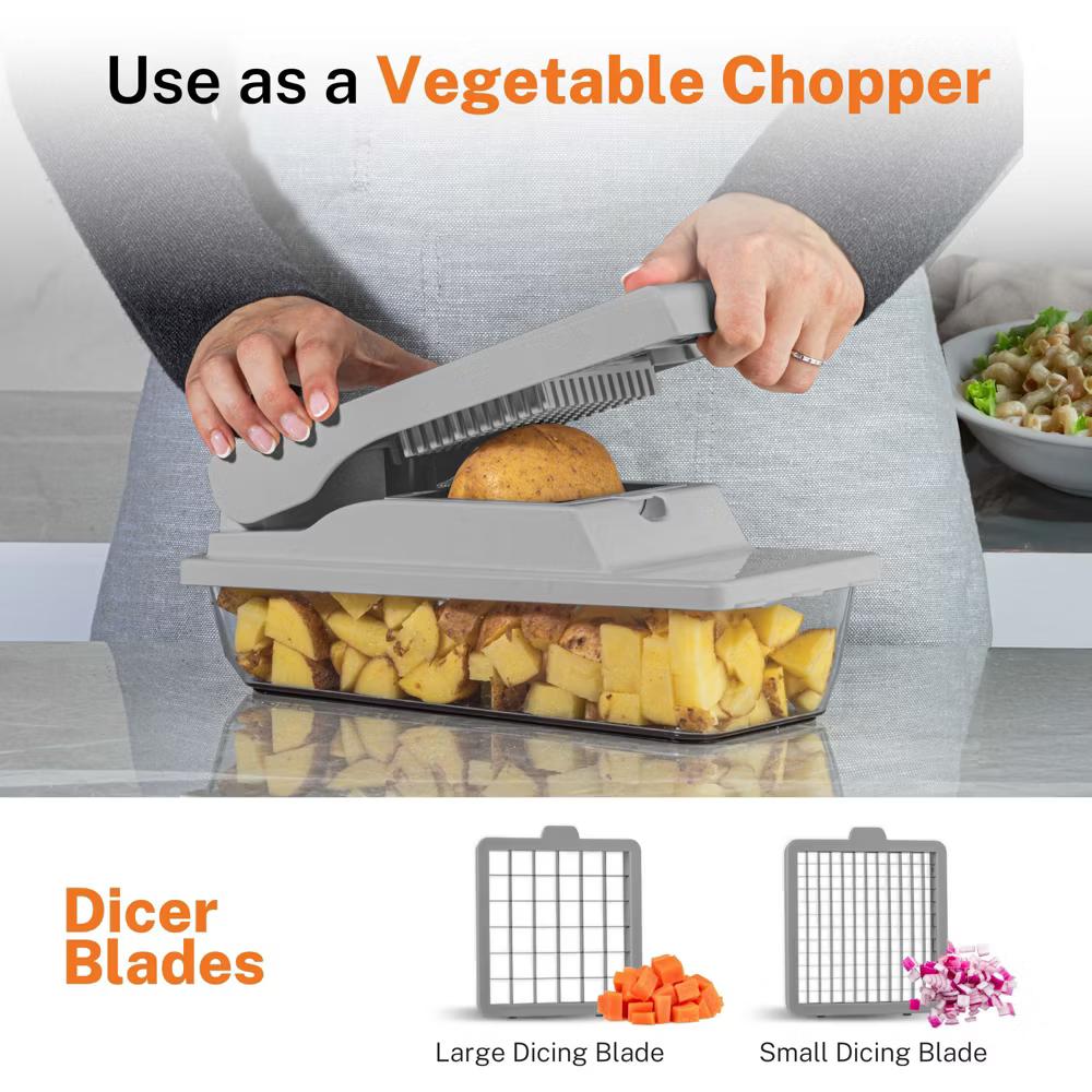 As Seen On TV NutriSlicer XL 7 Piece Vegetable Mandoline Slicer Chopper Dicer with Container & Blades - Image 15