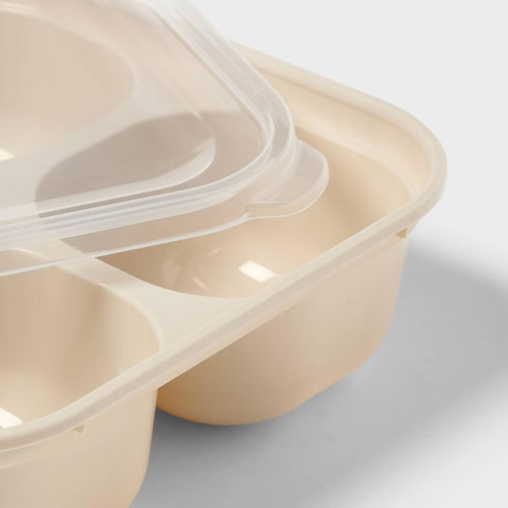 10pc (Set of 5) Plastic Divided Snack Food Storage Container Set - Image 4