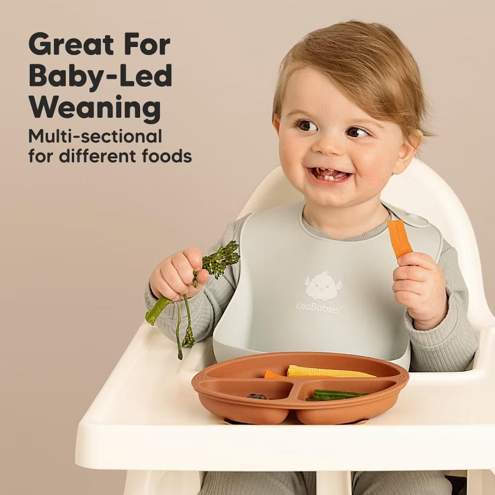 3-Pack Prep Suction Plates with Lids, 100% Silicone Baby Plates with Lid, BPA-Free Kids Divided Toddler Plates - Image 45